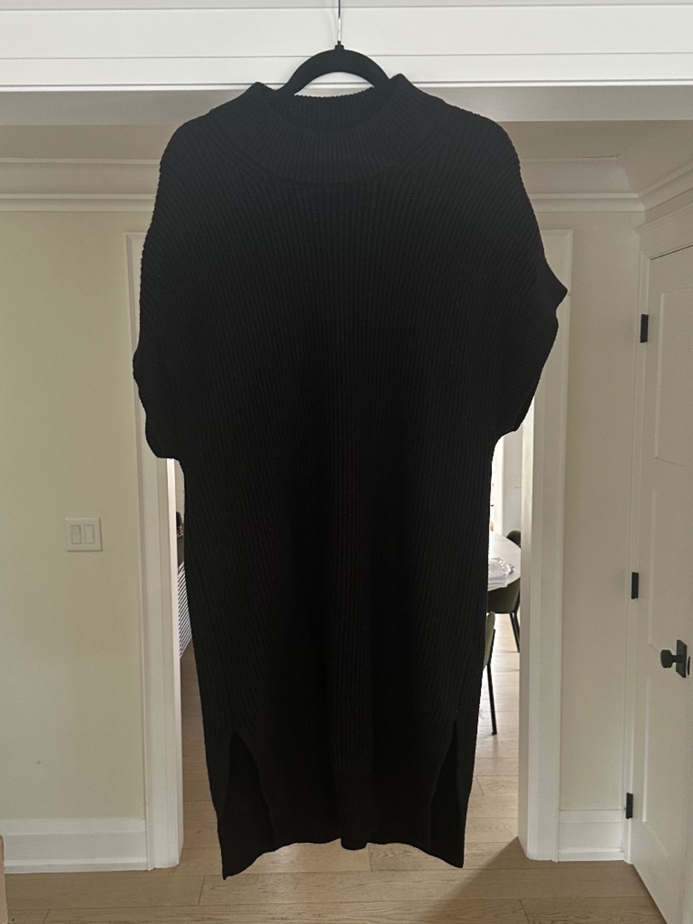 JUST FEMALE Sophie Black Chunky Rib Knit Sweater Tunic / Dress - Size L